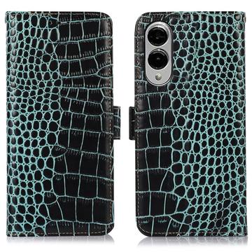 Samsung Galaxy S25 Edge Crocodile Series Wallet Leather Case with RFID - Green