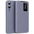 Samsung Galaxy S25 Edge Smart Clear View Flip Case with Card Slot - Grey Purple