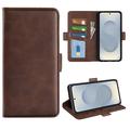 Samsung Galaxy S25 Edge Wallet Case with Magnetic Closure - Calf Texture - Brown