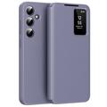 Samsung Galaxy S25 FE Smart Clear View Flip Case with Card Slot - Grey Purple