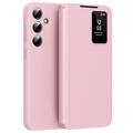 Samsung Galaxy S25 FE Smart Clear View Flip Case with Card Slot - Pink