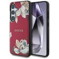 Samsung Galaxy S25 Guess Grained Printed Flower Pattern Case - MagSafe Compatible - Fuchsia