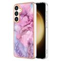 Samsung Galaxy S25 Marble Pattern Electroplated IMD TPU Case - Blue / Pink