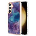 Samsung Galaxy S25 Marble Pattern Electroplated IMD TPU Case - Purple / Blue