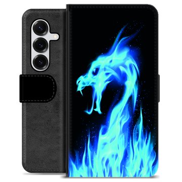 Samsung Galaxy S25+ Premium Wallet Case - Blue Fire Dragon
