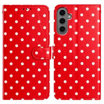 Samsung Galaxy S25 Polka Dot Pattern Wallet Case - Red