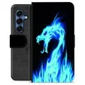 Samsung Galaxy S25 Premium Wallet Case - Blue Fire Dragon