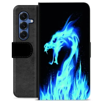 Samsung Galaxy S25 Premium Wallet Case - Blue Fire Dragon