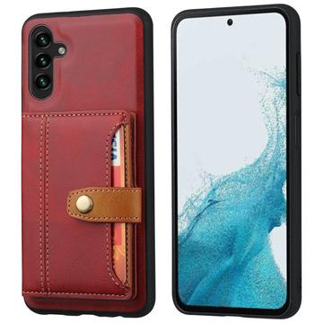 Samsung Galaxy S25 Retro Style Case with Wallet - Red