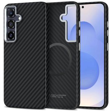 Samsung Galaxy S25 Tech-Protect Ion Carbon Plastic Case - MagSafe Compatible - Black / Silver