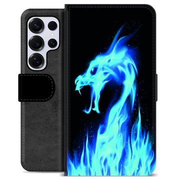 Samsung Galaxy S25 Ultra Premium Wallet Case - Blue Fire Dragon