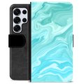 Samsung Galaxy S25 Ultra Premium Wallet Case - Blue Marble