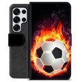 Samsung Galaxy S25 Ultra Premium Wallet Case - Football Flame