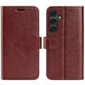 Samsung Galaxy S25 Wallet Case with Magnetic Closure - Brown