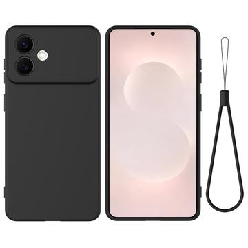 Samsung Galaxy S26 Edge Liquid Silicone Case with Hand Strap - Black