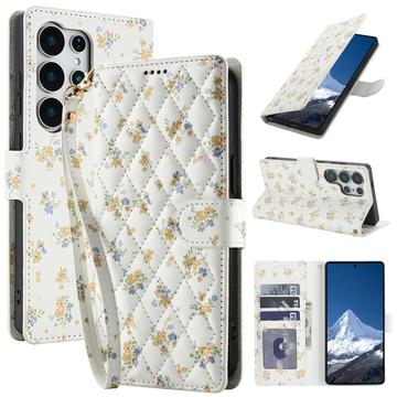 Samsung Galaxy S26 Ultra Rhombic Floral Wallet Case