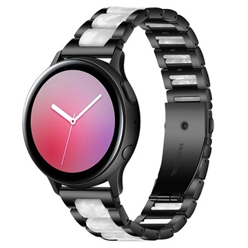 Samsung Galaxy Watch4/Watch4 Classic/Watch5/Watch6/Watch FE/Watch7 Stainless Steel Strap - Pearl Grey / Black