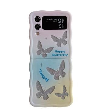 Samsung Galaxy Z Flip4 Glitter Wavy Edge TPU Case - Butterflies
