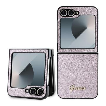 Samsung Galaxy Z Flip6/Z Flip7 FE Guess Glitter Flakes Metal Logo Hybrid Case - Pink