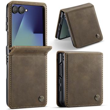 Samsung Galaxy Z Flip7 Caseme 033 Calf Texture Wallet Case with RFID Blocking - Coffee