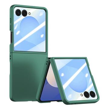 Samsung Galaxy Z Flip7 Plastic Case with Outer Tempered Glass Screen Protector - Dark Green