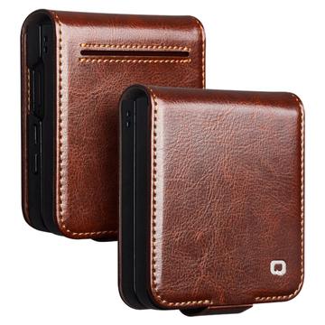 Samsung Galaxy Z Flip7 Qialino Classic Wallet Leather Case - Dark Brown