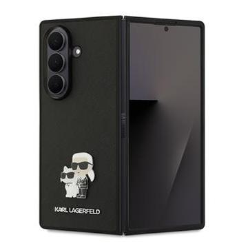 Samsung Galaxy Z Fold7 Karl Lagerfeld Saffiano Metal Karl and Choupette Case - Black