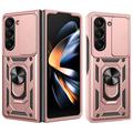 Samsung Galaxy Z Fold7 Rotary Ring Hybrid Case with Camera Shield - Rose Gold