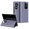 Samsung Galaxy Z Fold7 Smart Clear View Flip Case with Card Slot - Grey Purple