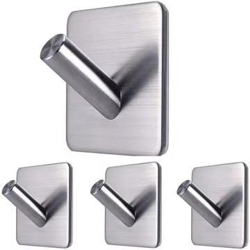 Self-Adhesive Stainless Steel Wall Hooks - 3kg Load, 4 Pcs.
