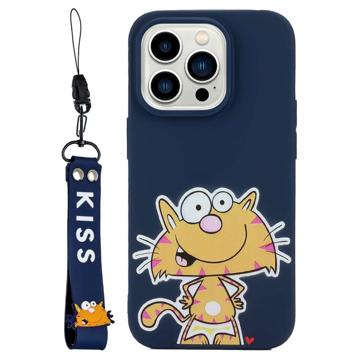 Kiss Series iPhone 14 Pro TPU Case with Strap - Cat