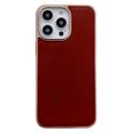 Silky Series iPhone 14 Pro Max Leather Coated Case - Coffee