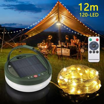Solar-Powered LED String Lights - 12m - Warm White