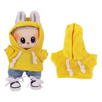Solid-Color Hoodie for Labubu Mini Figure 17cm - Yellow