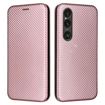 Sony Xperia 1 VI Flip Case - Carbon Fiber - Rose Gold