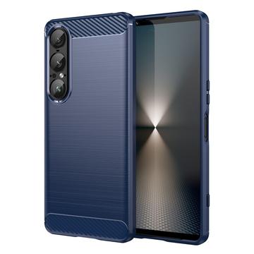 Sony Xperia 1 VII Brushed TPU Case - Carbon Fiber - Blue