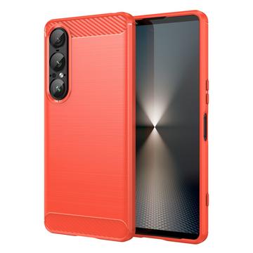 Sony Xperia 1 VII Brushed TPU Case - Carbon Fiber - Red