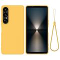Sony Xperia 1 VII Liquid Silicone Case with Hand Strap - Yellow