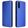 Sony Xperia 10 III, Xperia 10 III Lite Flip Case - Carbon Fiber - Blue