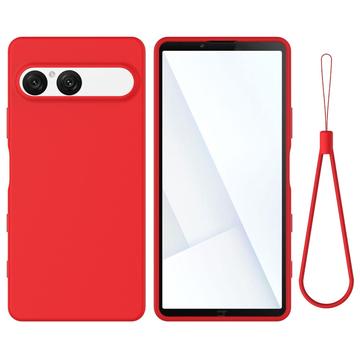 Sony Xperia 10 VII Liquid Silicone Case with Hand Strap - Red