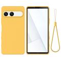Sony Xperia 10 VII Liquid Silicone Case with Hand Strap - Yellow