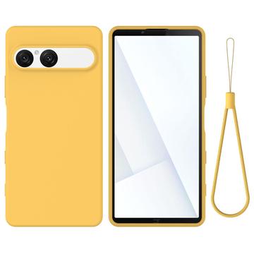 Sony Xperia 10 VII Liquid Silicone Case with Hand Strap - Yellow