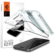 iPhone 15 Spigen Glas.tR Ez Fit Full Cover Screen Protector - 2 Pcs. - Black Edge