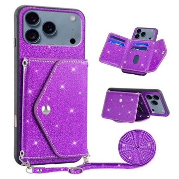 iPhone 17 Pro Max Stardust Case with Card Holder - Purple