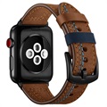 Apple Watch Series 8/SE (2022)/7/SE/6/5/4/3/2/1 Stitched Leather Strap - 41mm/40mm/38mm - Brown