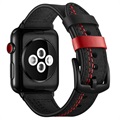 Apple Watch Series Ultra 2/Ultra/9/8/SE (2022)/7/SE/6/5/4/3/2/1 Stitched Leather Strap - 49mm/45mm/44mm/42mm - Black