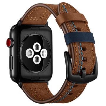 Apple Watch Series Ultra 2/Ultra/9/8/SE (2022)/7/SE/6/5/4/3/2/1 Stitched Leather Strap - 49mm/45mm/44mm/42mm - Brown