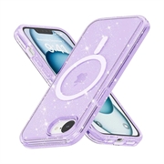 iPhone 16e Stylish Glitter Series Hybrid Case - MagSafe Compatible - Purple