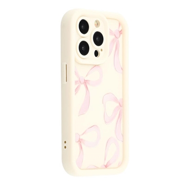 iPhone 12 Pro Stylish Shockproof TPU Case with Raised Edges - White / Big Bow