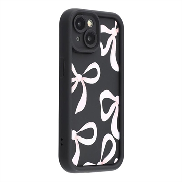 iPhone 13 Stylish Shockproof TPU Case with Raised Edges - Black / Big Bow